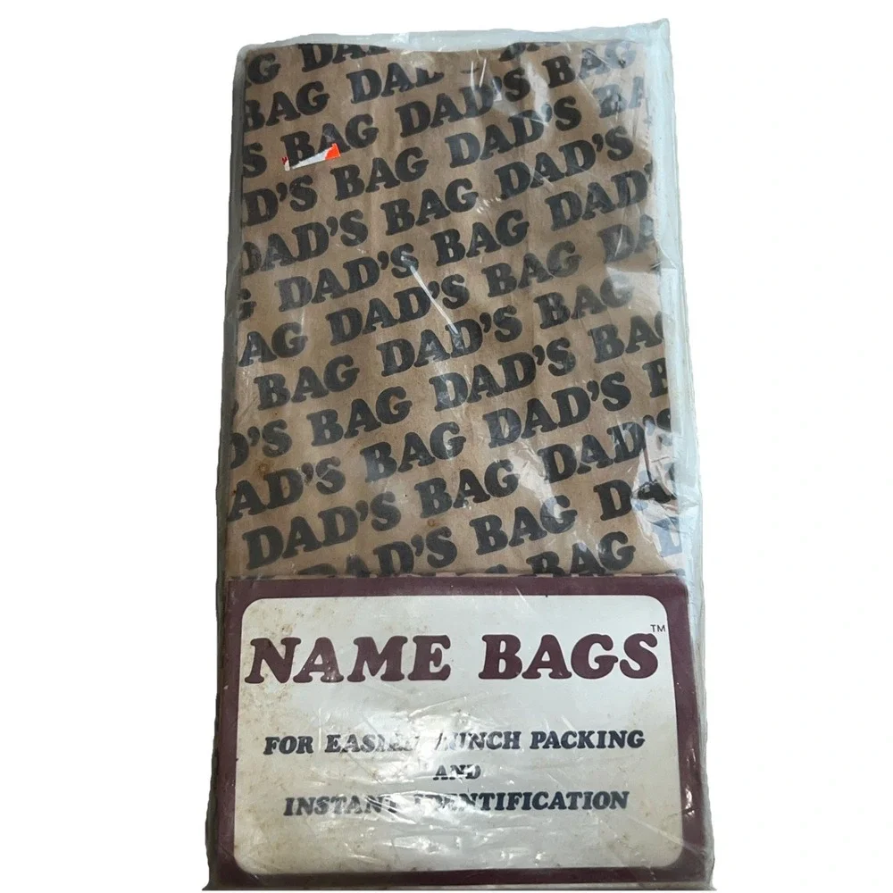 Vintage 15 Count Brown Paper‎ Lunch Bags Personalized Dads Bag Sack 70s 1977 New